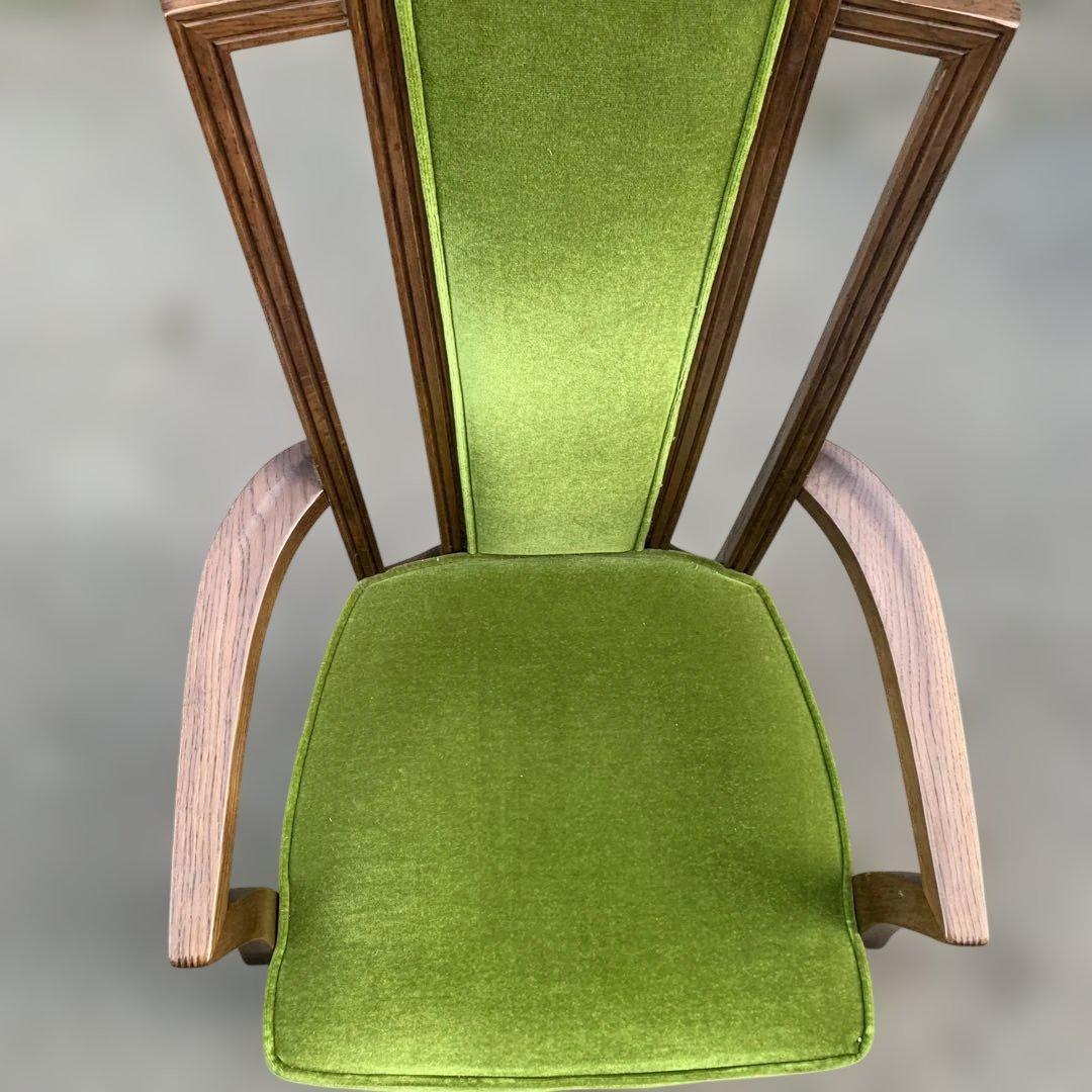 柏木工 KASHIWA アームチェア グリーンモケット ヴィンテージ家具