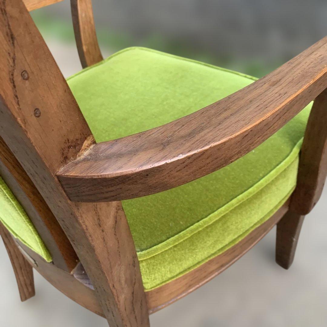 柏木工 KASHIWA アームチェア グリーンモケット ヴィンテージ家具