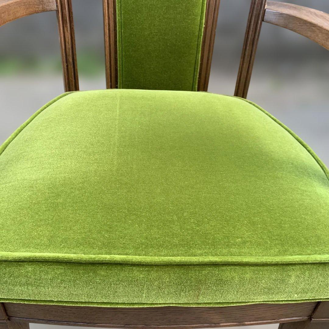 柏木工 KASHIWA アームチェア グリーンモケット ヴィンテージ家具