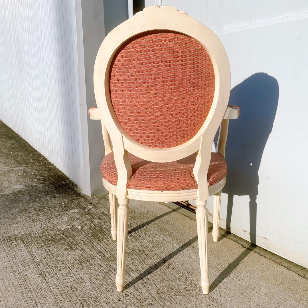 【美品②】ルイ16世様式 フランス華麗チェック織物張 メダリオンアームチェア