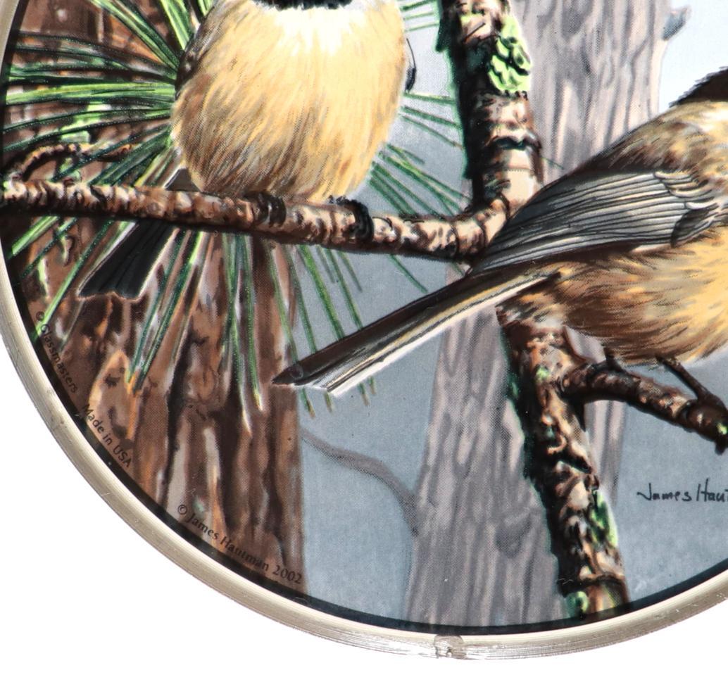 アカマツとアメリカコガラ ヴィンテージ ステンドグラス 鳥 ジム・ハウトマン