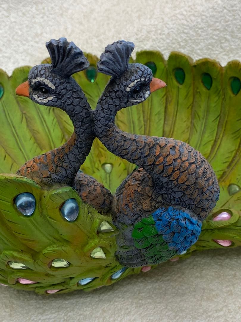 孔雀型入れ物　飾物入れ　オブジェ　物入