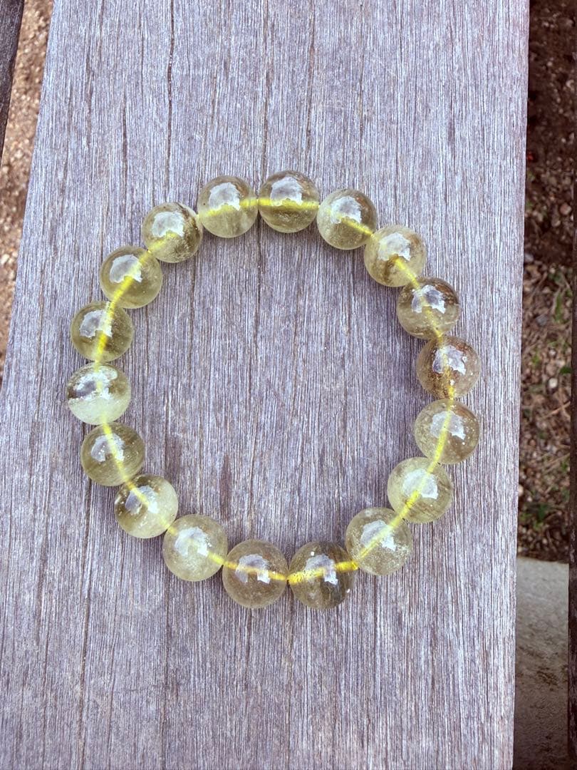 希少◇ブラックファントム入り リビアングラス　11.5mm　ブレスレット