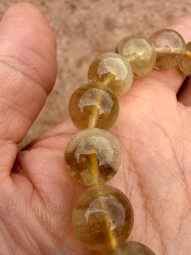 希少◇ブラックファントム入り リビアングラス　11.5mm　ブレスレット