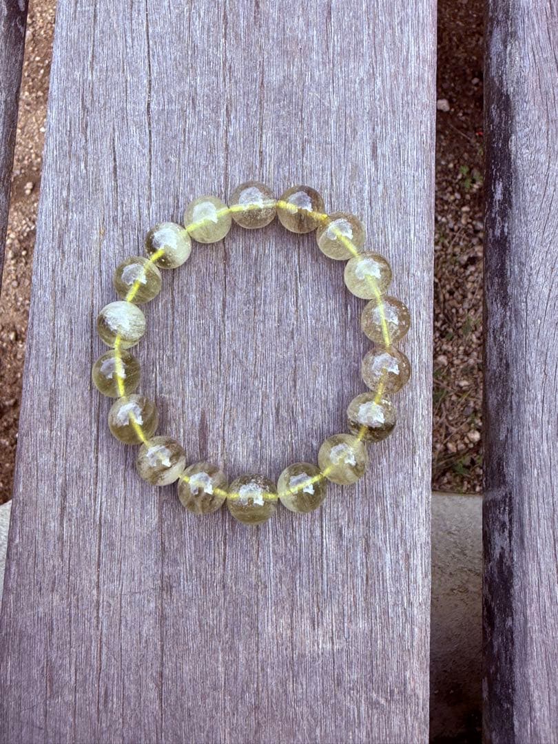 希少◇ブラックファントム入り リビアングラス　11.5mm　ブレスレット