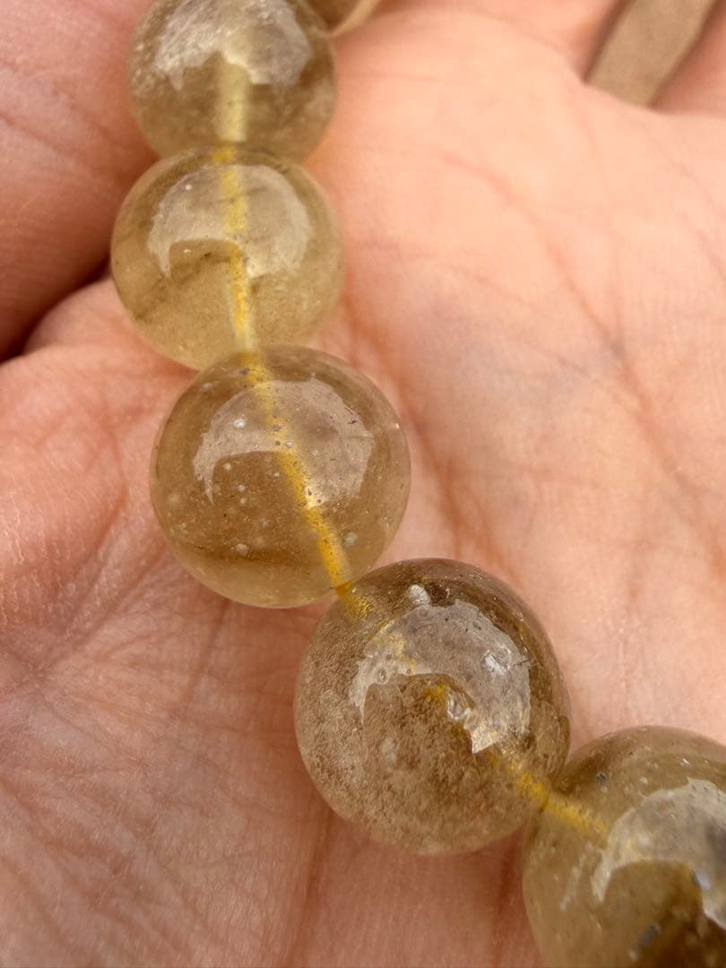 希少◇ブラックファントム入り リビアングラス　11.5mm　ブレスレット