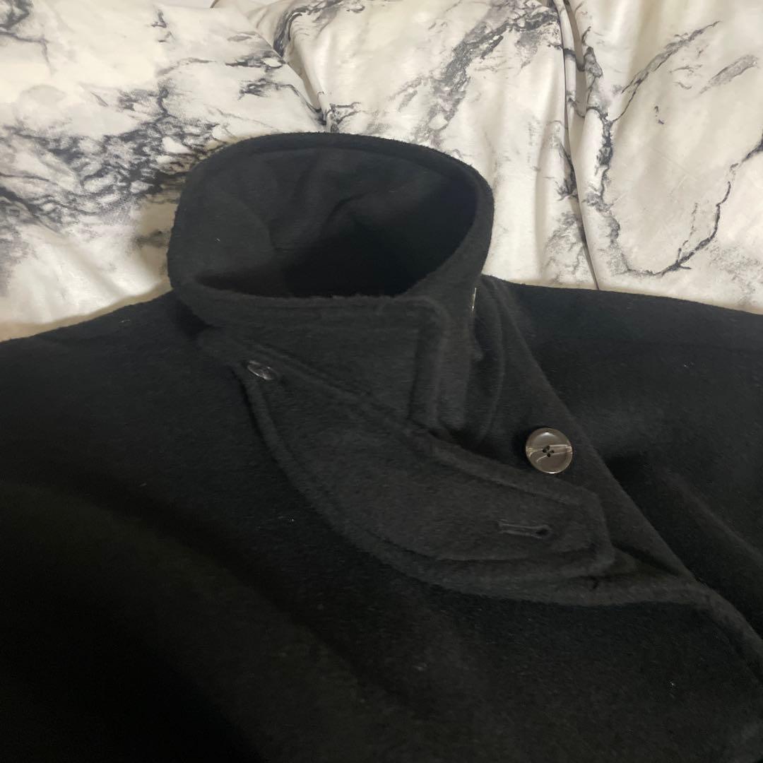 MURUA ムルーア スタンドネックダブルカラーコート ロングコート ブラック