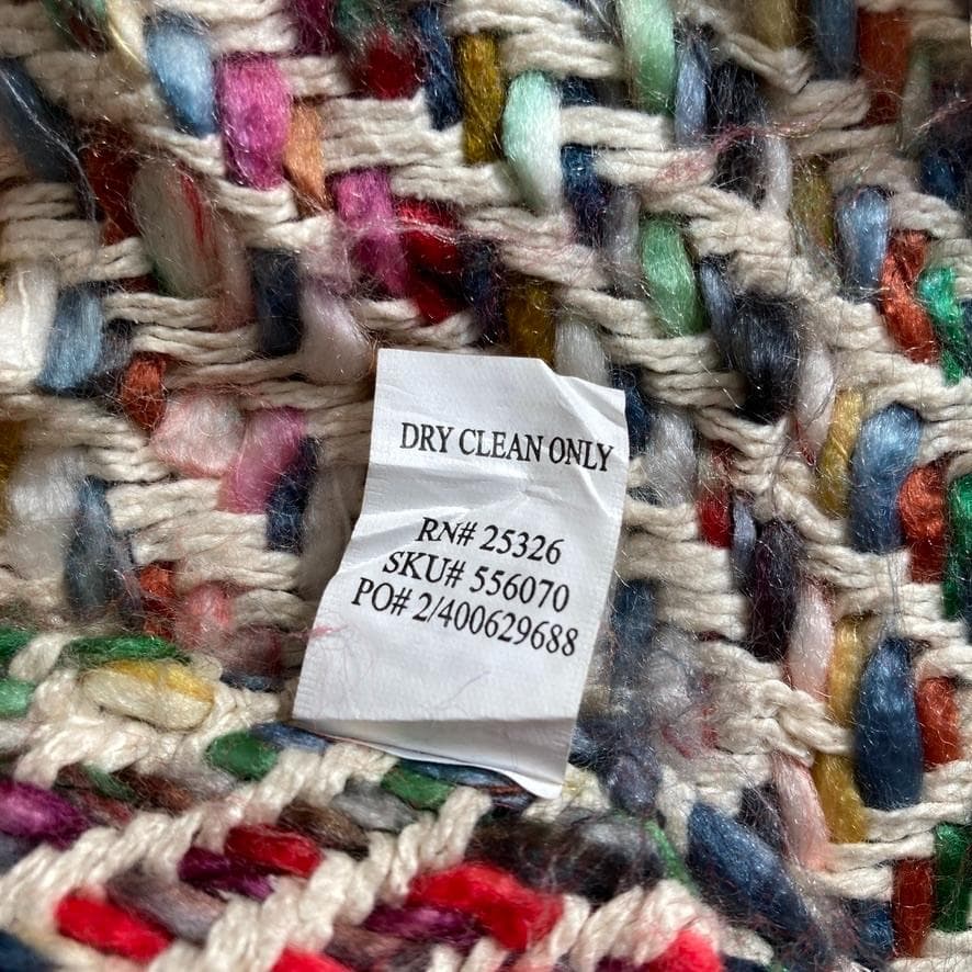 BQJT かぎ針編み ニット ラグ タペストリー マルチカラー タッセル K