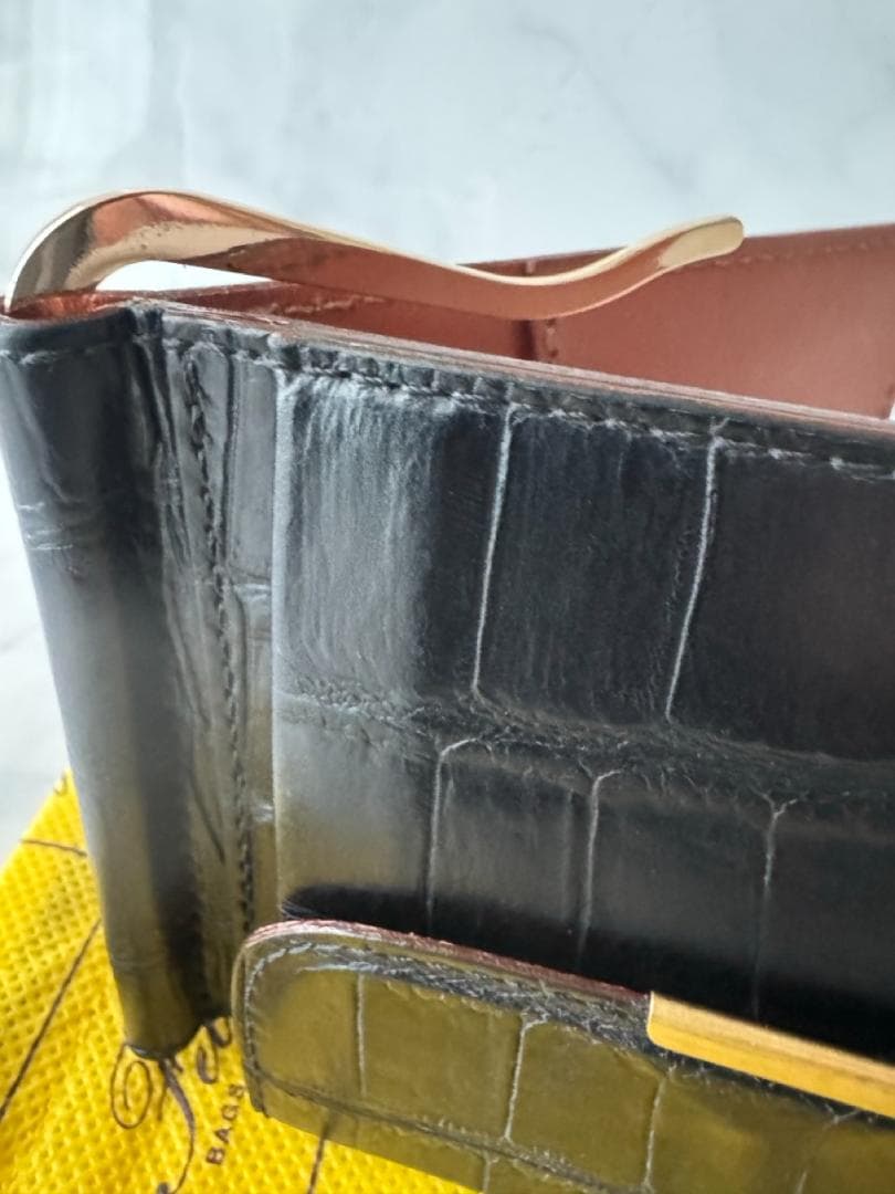 Felisi　915/2/SA　マネークリップ　クロコ型押しレザー　ブラック/黒