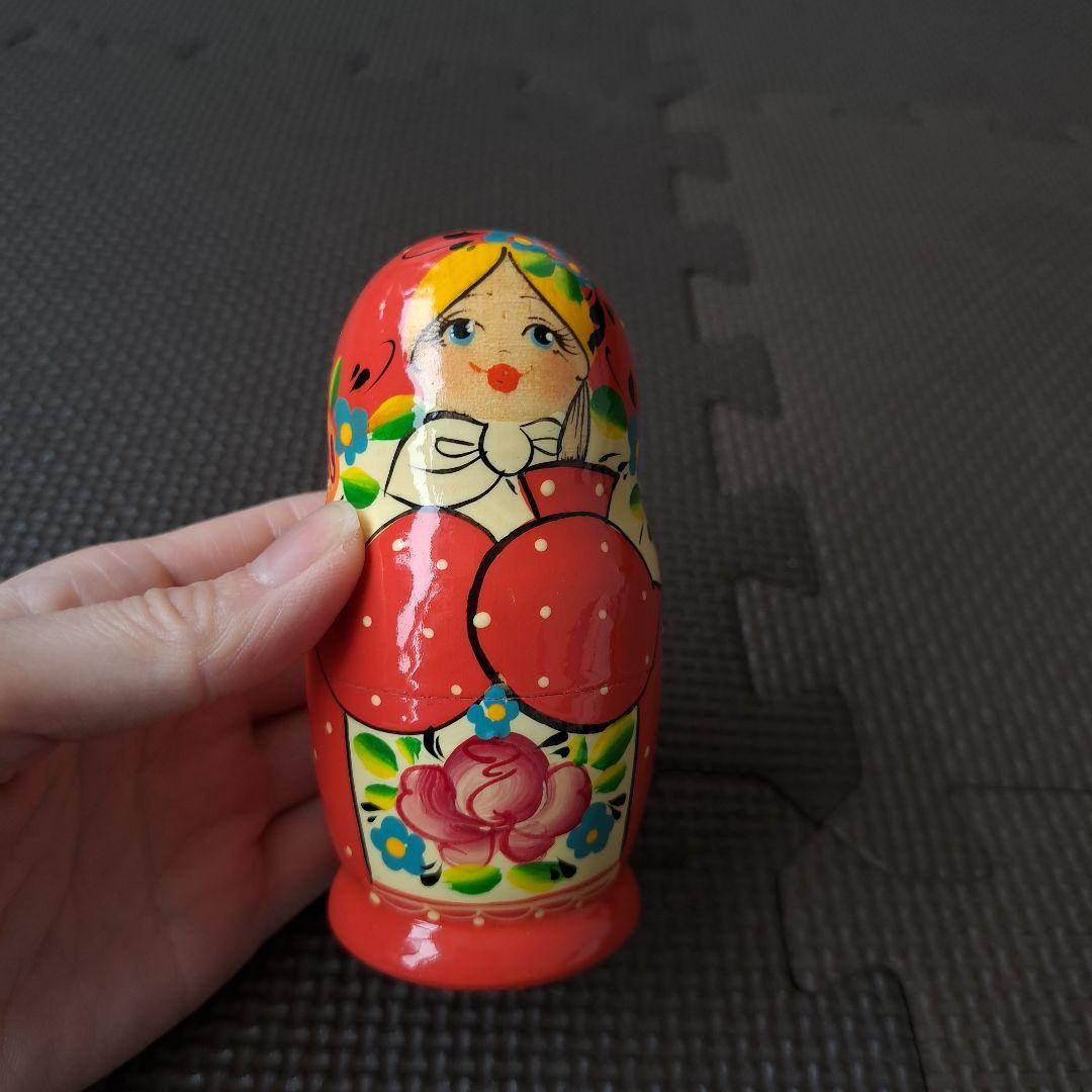 【新品未使用】マトリョーシカ　ロシア　木製　5体セット　子宝