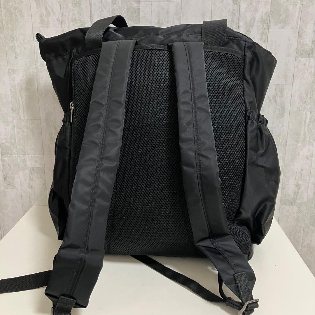 極美品 agnès b. 黒 ナイロン製 マザーズバッグ リュック 定価1.9万
