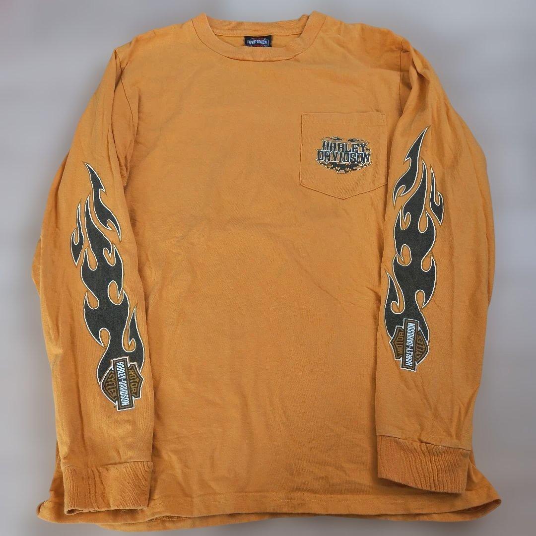 ハーレーダビッドソン　ロンT　USA　袖フレイム
