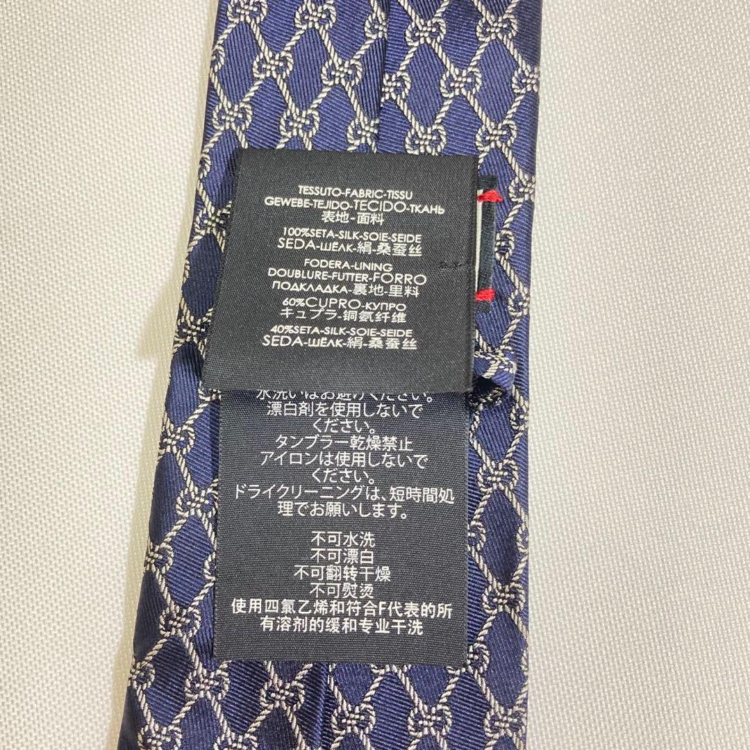 グッチ　GUCCI ネクタイGG柄 総柄　ネイビー　現行タグ　シルク　美品