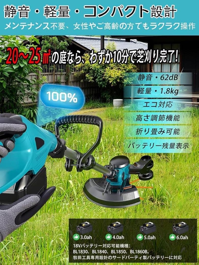 【新品】電動草刈り機　充電式　マキタ　18V 互換　ブラシレスモーター230mm