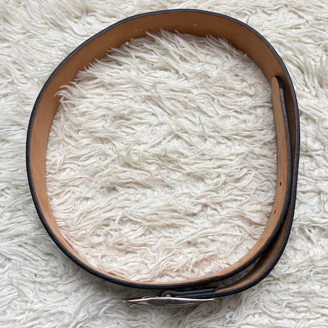 良品　ポールスミス スクエア シルバーバックル レザーベルト ブラック 日本製