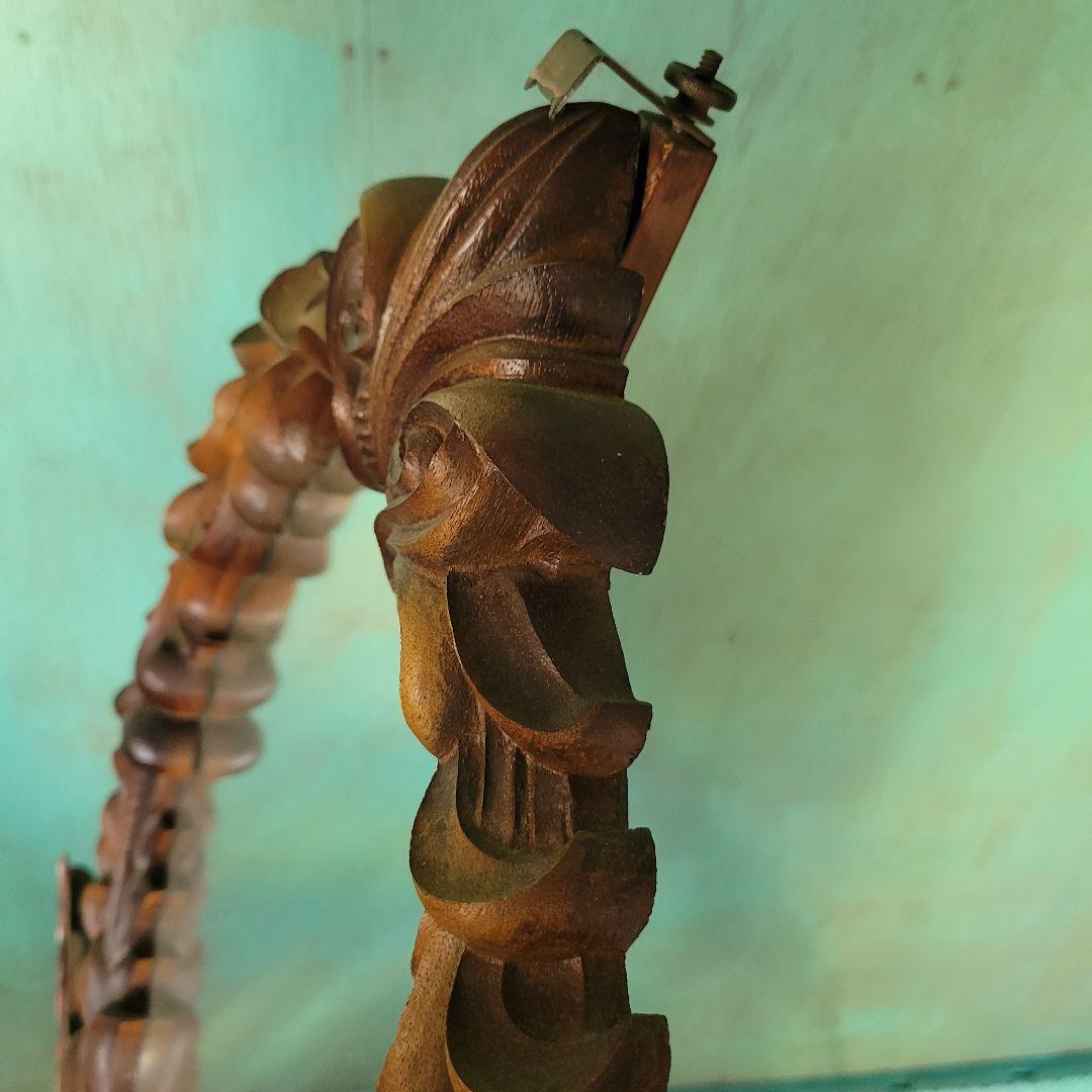 レトロ　アンティーク木彫り　掛鏡 レトロ