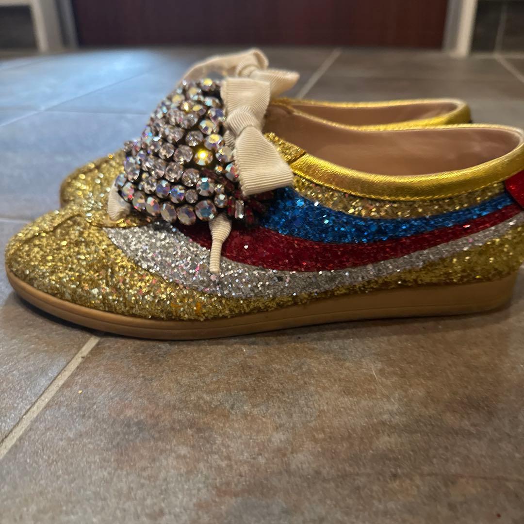 GUCCI グリッタースニーカーハートビジュー スニーカー