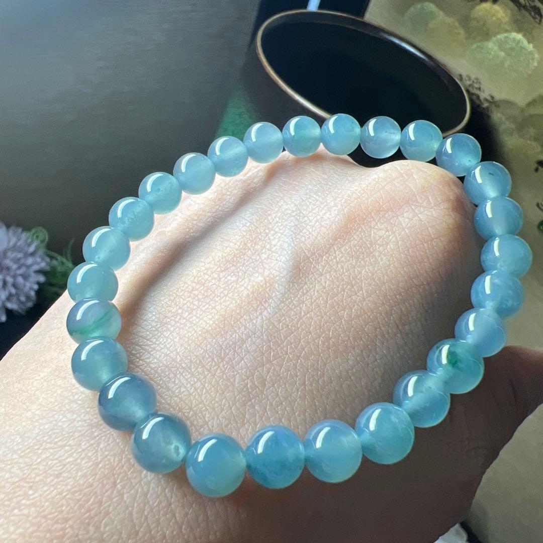 本翡翠、在庫処分お買い得氷藍水ブレスレット
