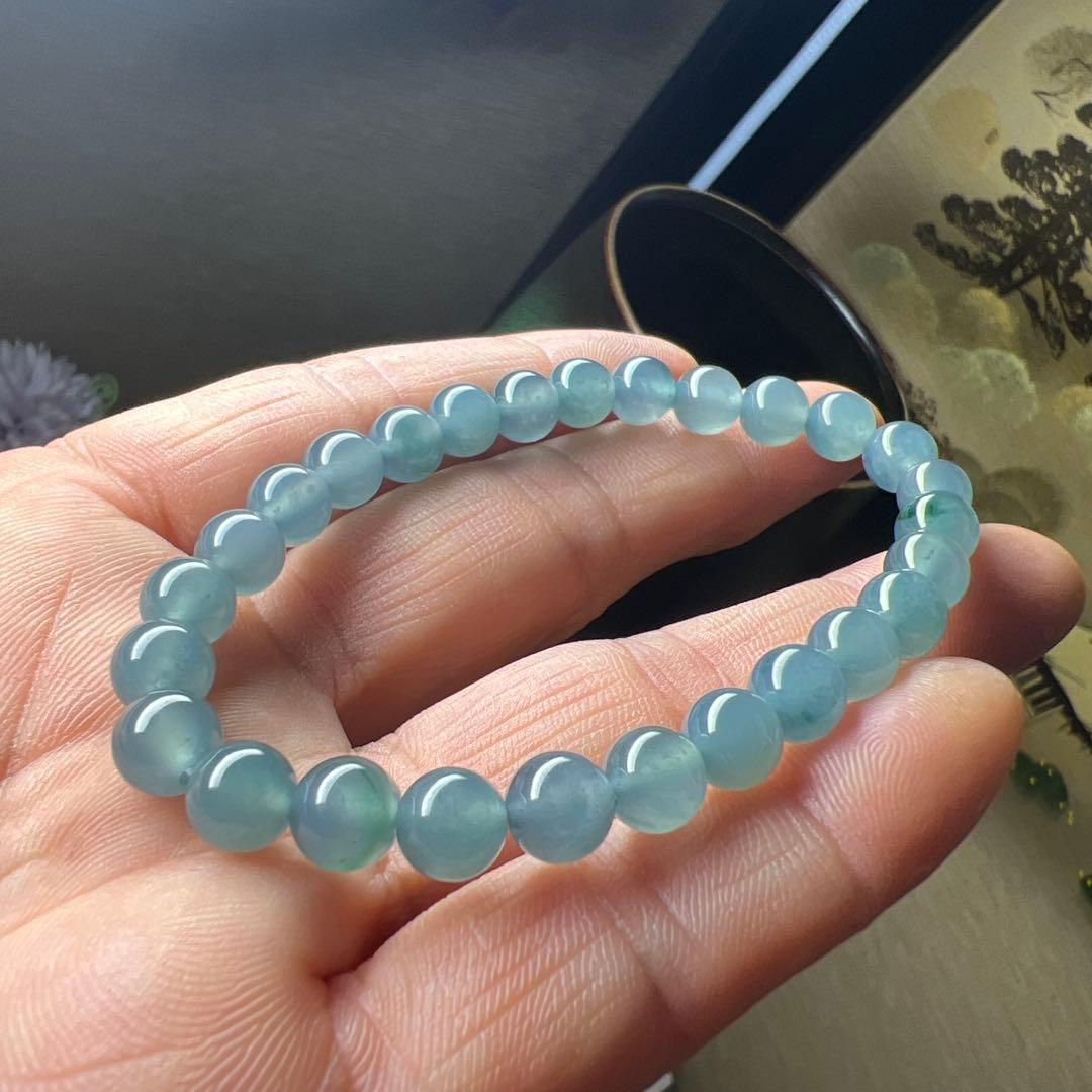 本翡翠、在庫処分お買い得氷藍水ブレスレット