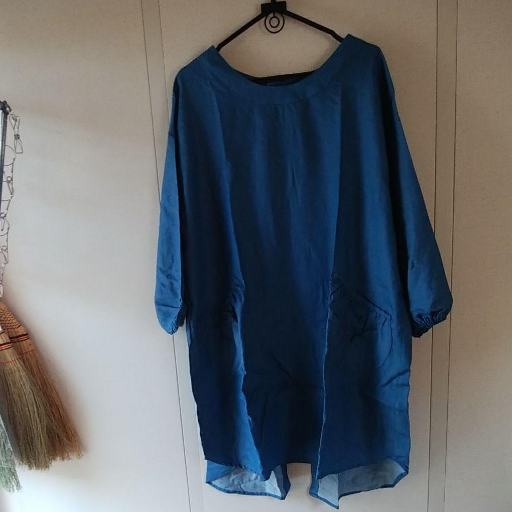 やわらかデニムの割烹着 ハンドメイド