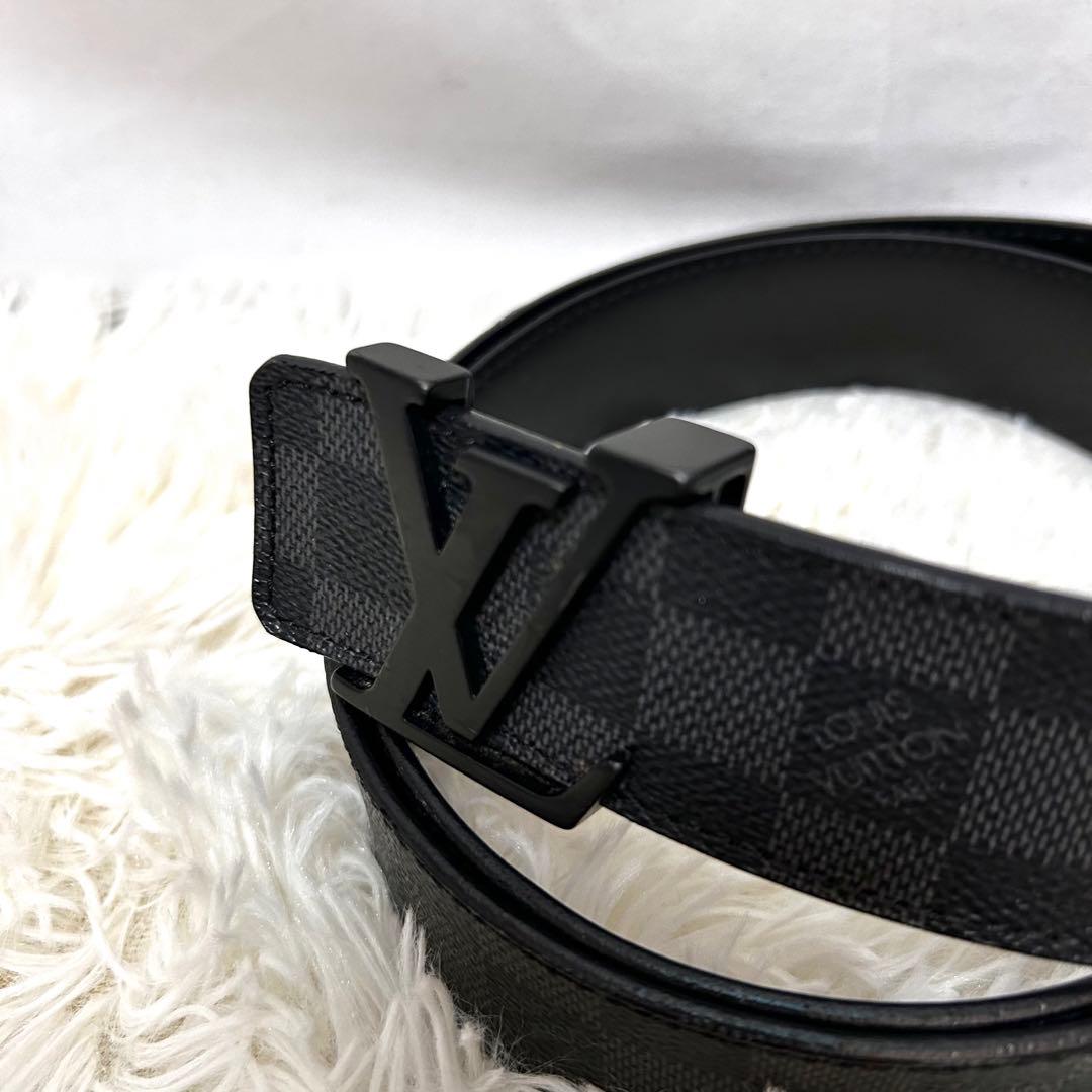 LOUIS VUITTON ダミエ　LVバックル　ブラック　ベルト　レザー