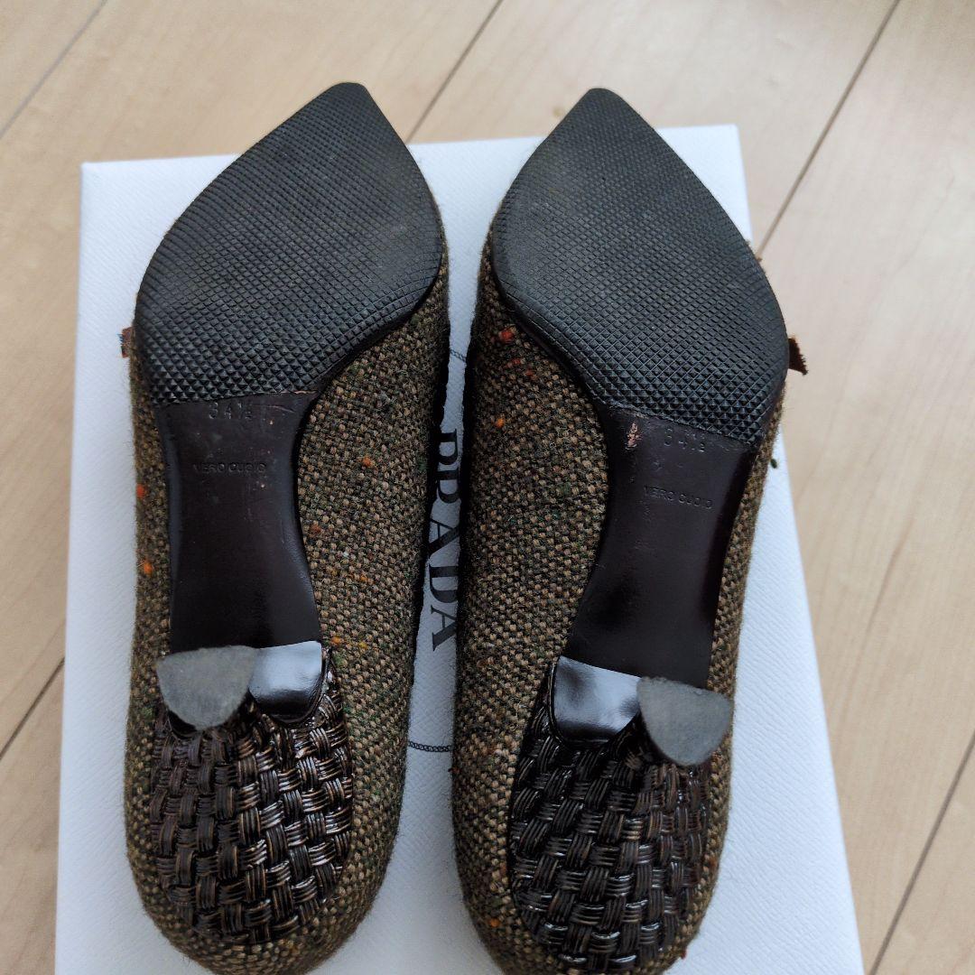 PRADA オリーブグリーン ポインテッドトゥ ハイヒール