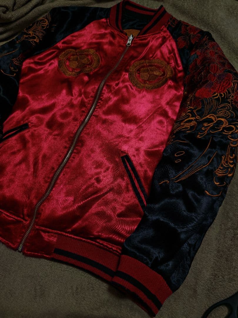 絡繰魂 馬 日本限定 スカジャン 花 unisex レーヨン ２面用 珍