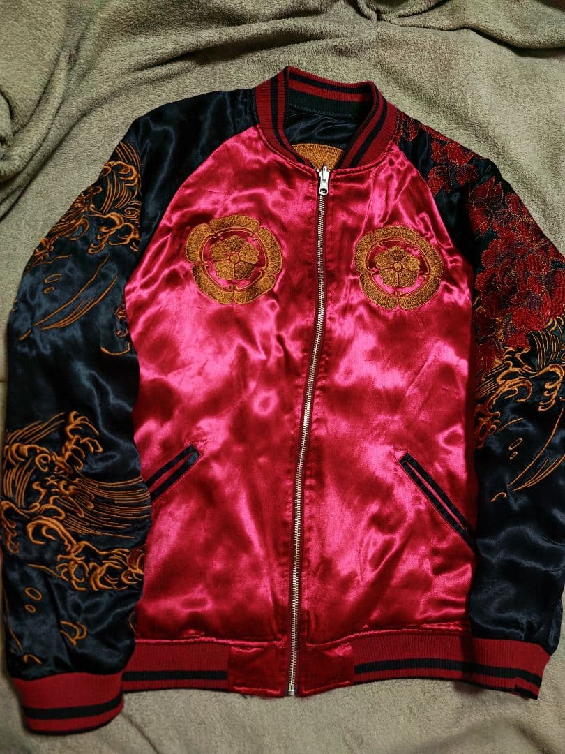 絡繰魂 馬 日本限定 スカジャン 花 unisex レーヨン ２面用 珍