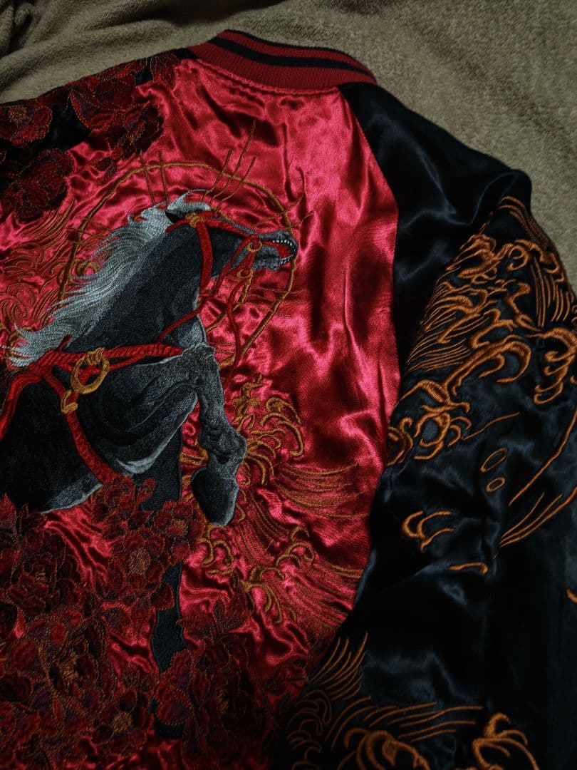 絡繰魂 馬 日本限定 スカジャン 花 unisex レーヨン ２面用 珍