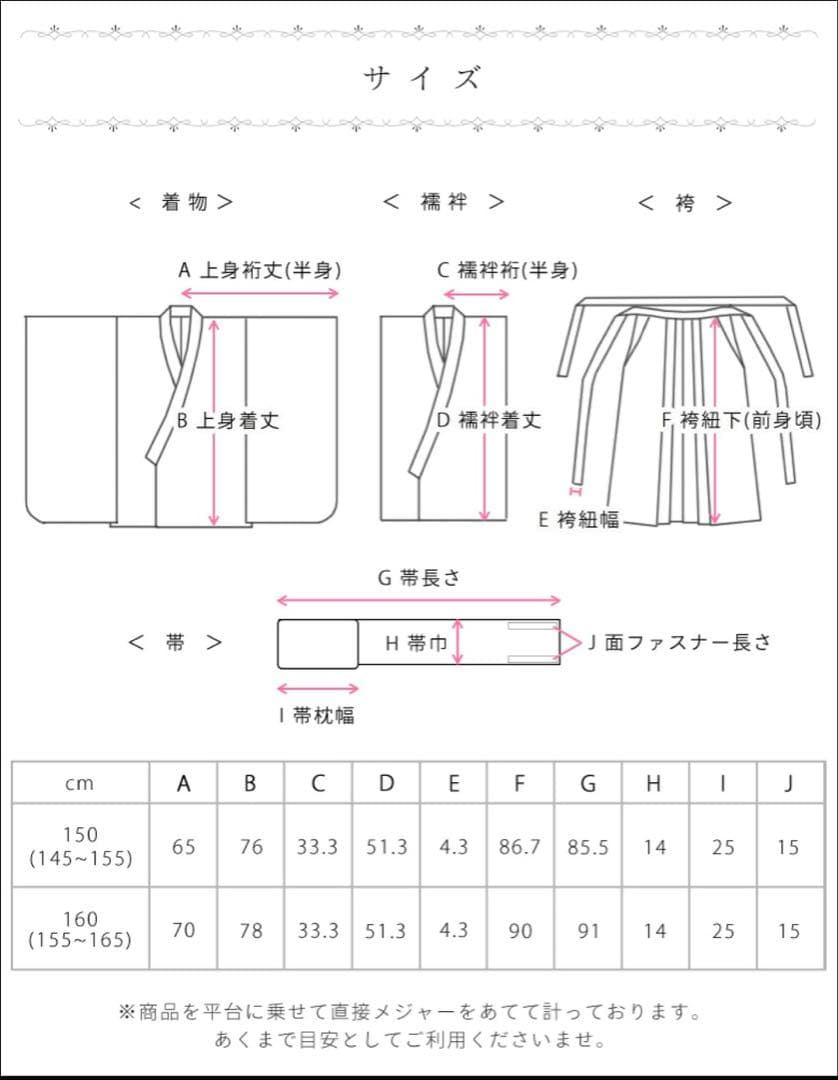 袴セット 髪飾り付き赤色 花柄 150cm アリサナ