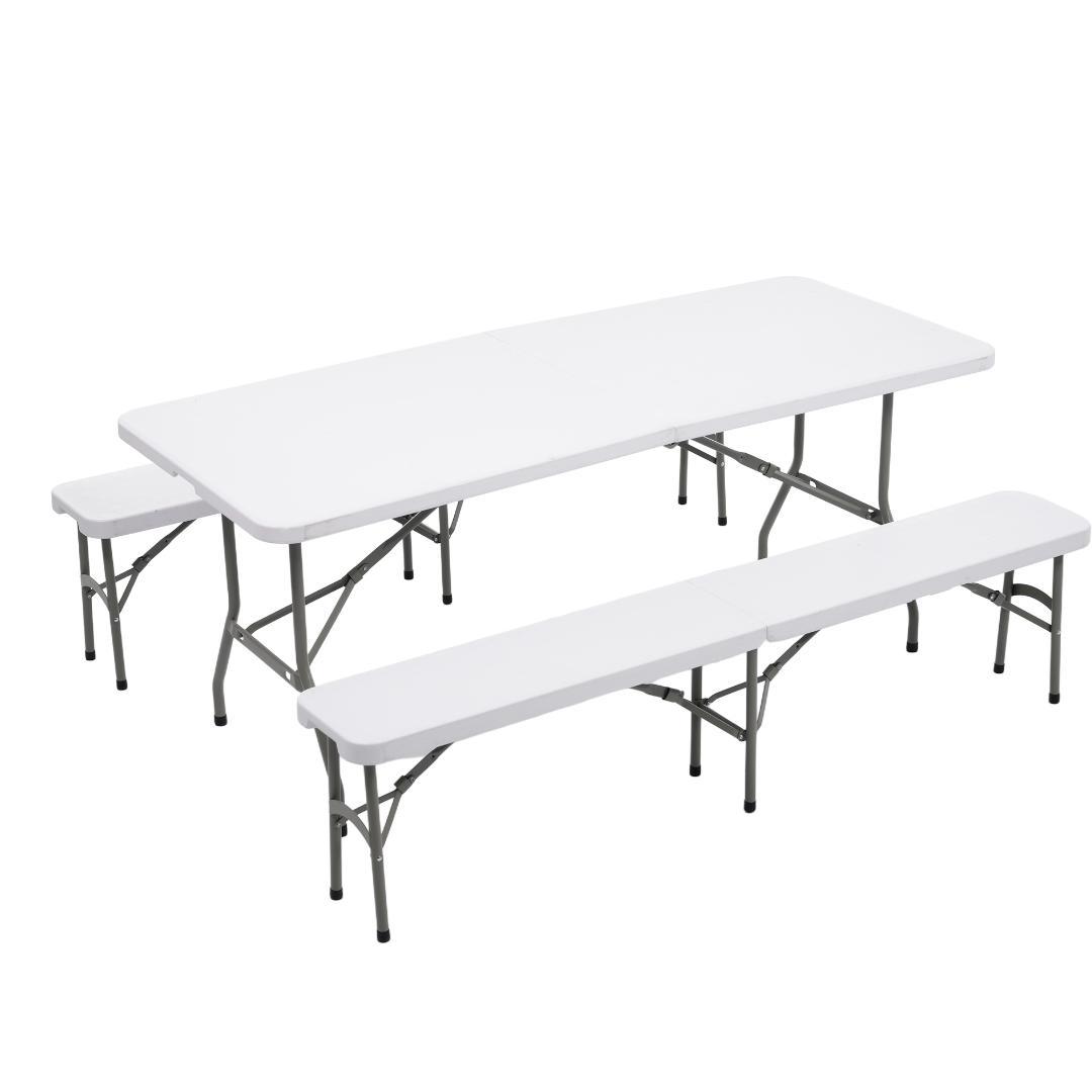 【幅183cm】ワークテーブル ガーデンテーブル 3点セット 屋外用