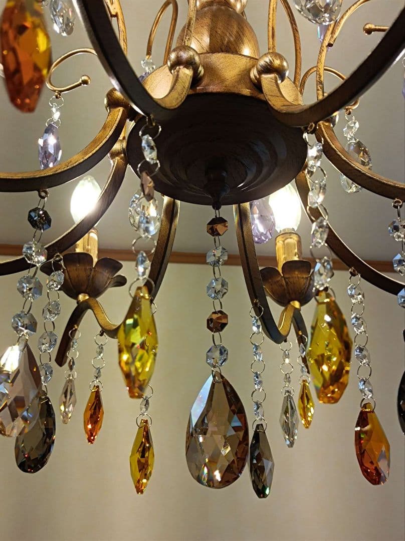 ゴージャスなゴールドカラー★暖色オールスワロフスキー使用！★カスタムシャンデリア