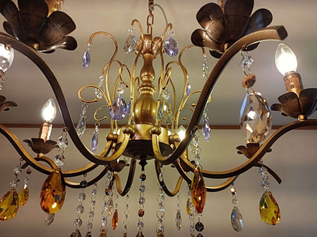 ゴージャスなゴールドカラー★暖色オールスワロフスキー使用！★カスタムシャンデリア