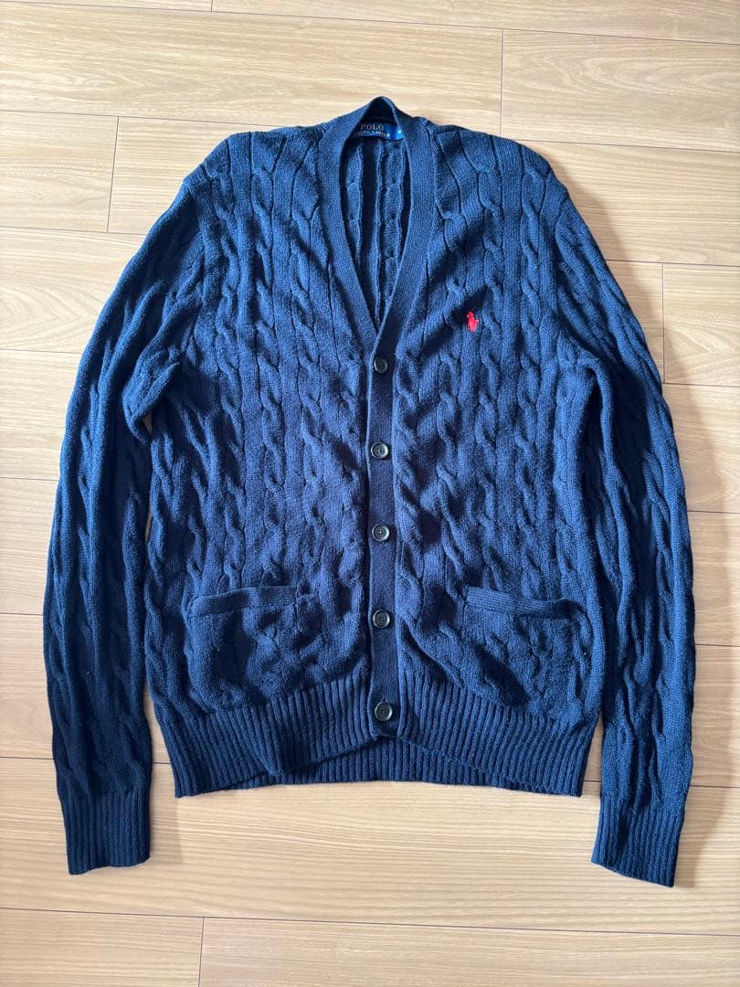 ラルフローレンケーブルニット コットン カーディガン　メンズ　Mサイズ