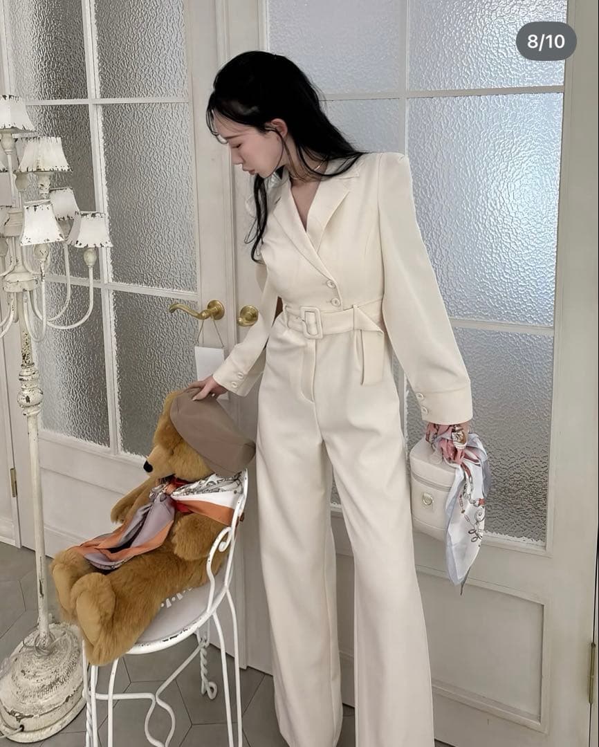 party ベルト付ケープ風オールインワン