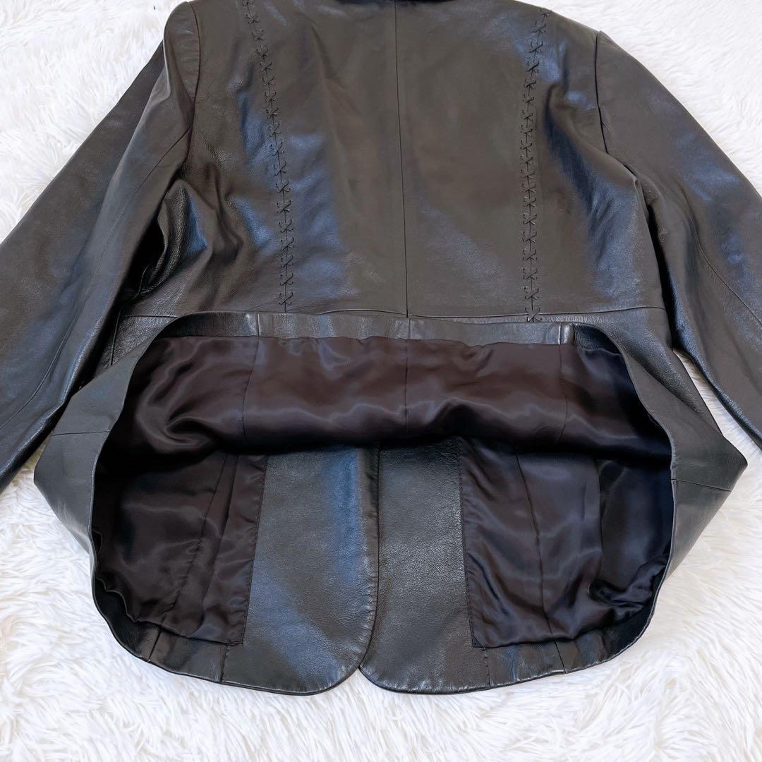 ◆極美品◆Leilian レリアン ラムレザージャケット【XL】羊革 黒◆希少◆