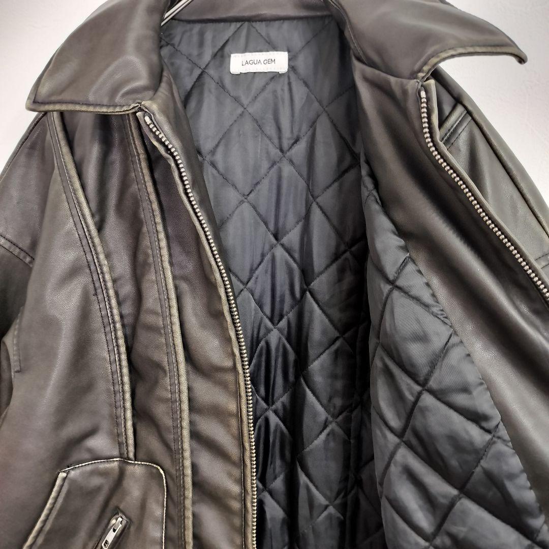 【ラグアジェム】 フェイクレザーヴィンテージジャケット メンズライク