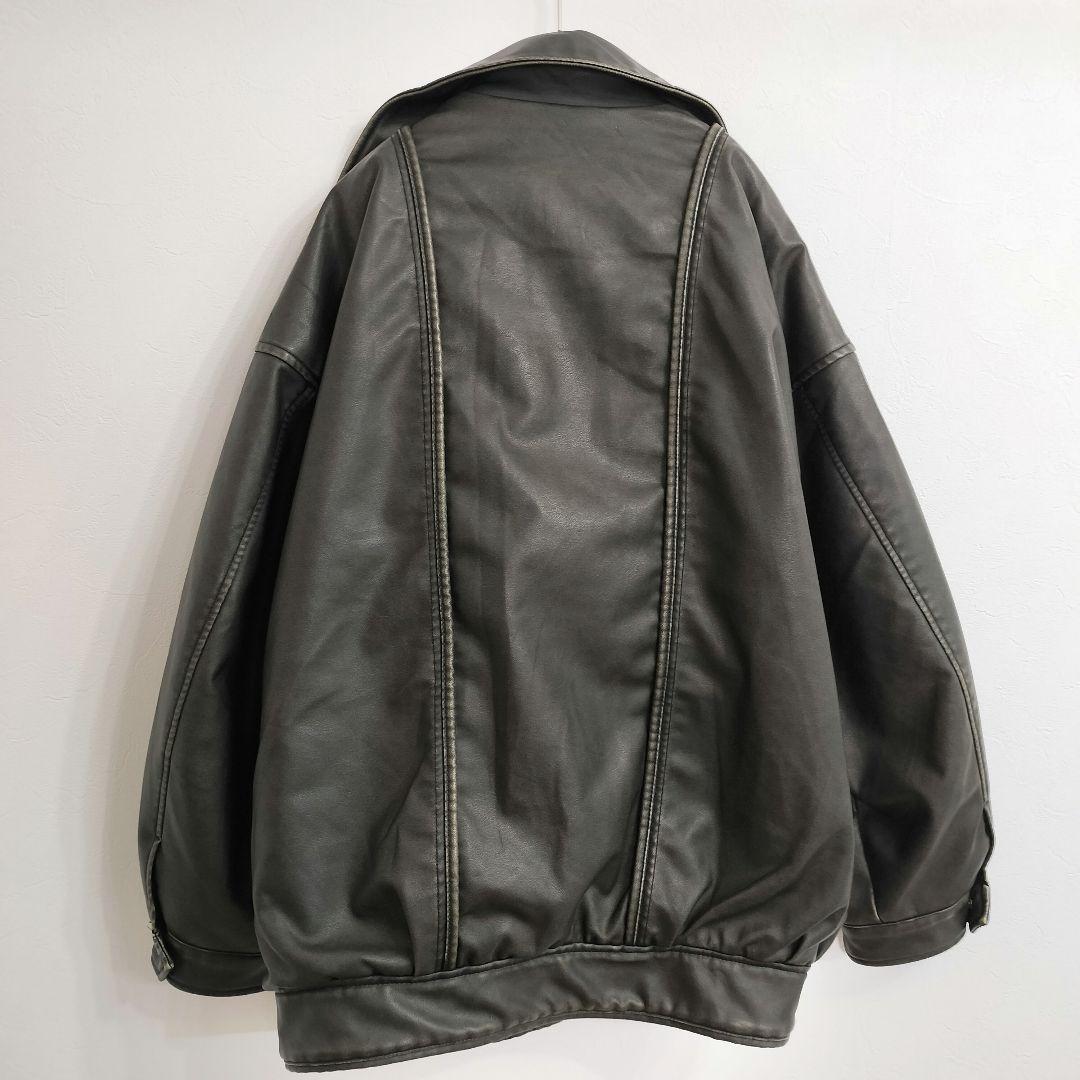 【ラグアジェム】 フェイクレザーヴィンテージジャケット メンズライク