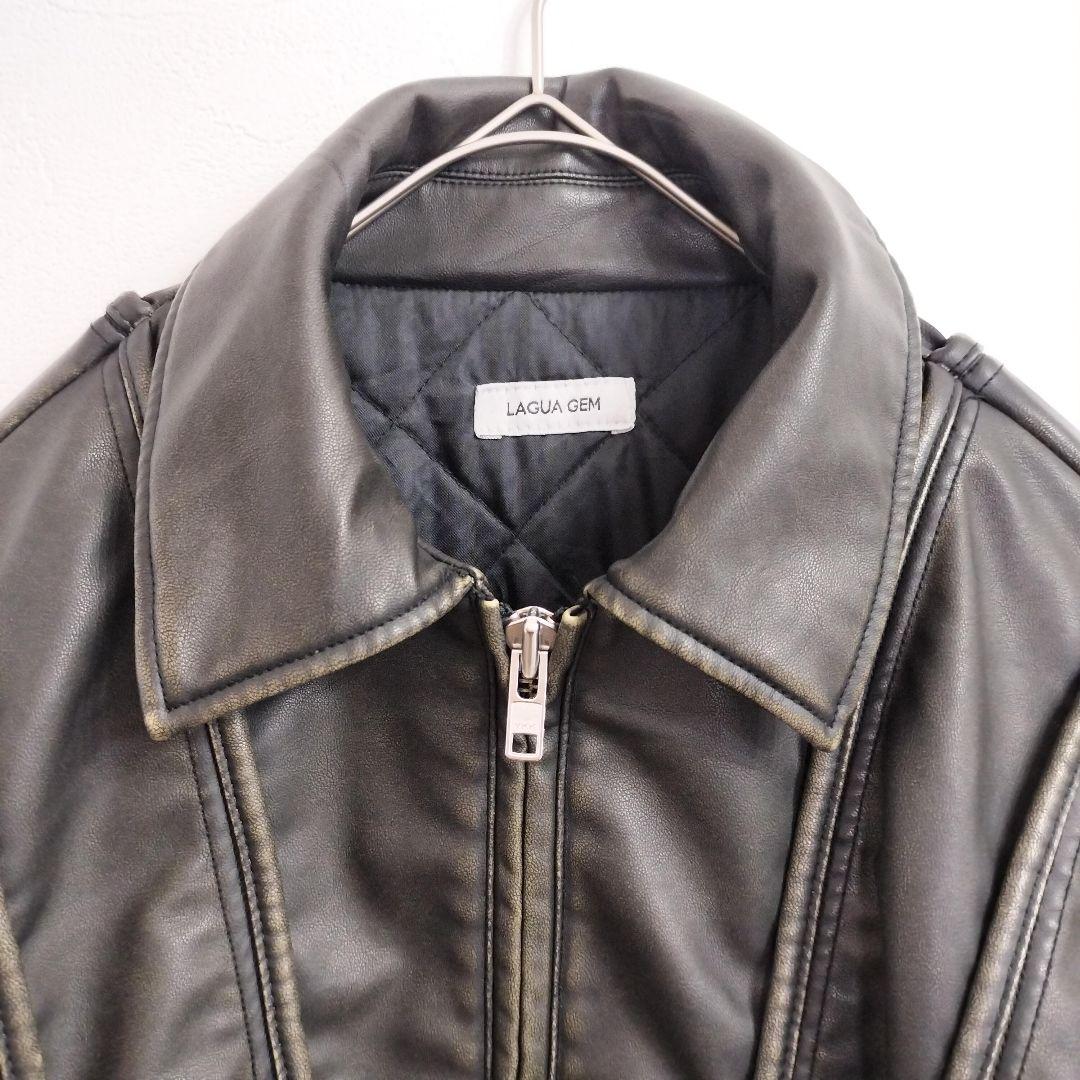 【ラグアジェム】 フェイクレザーヴィンテージジャケット メンズライク