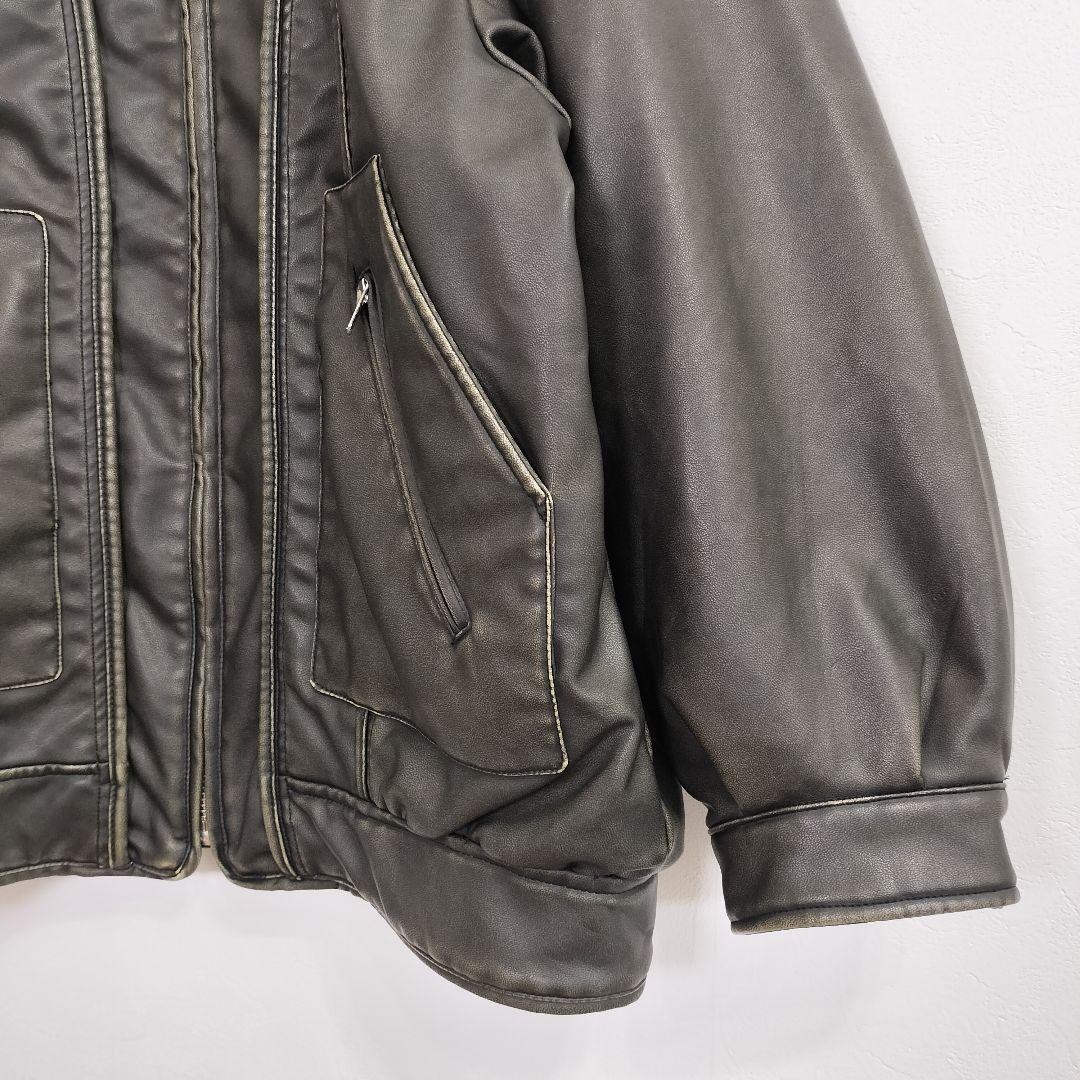 【ラグアジェム】 フェイクレザーヴィンテージジャケット メンズライク