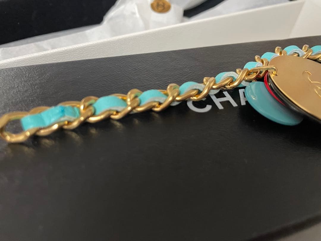 CHANEL シャネル ゴールド ブレスレット ココマーク ターコイズブルー