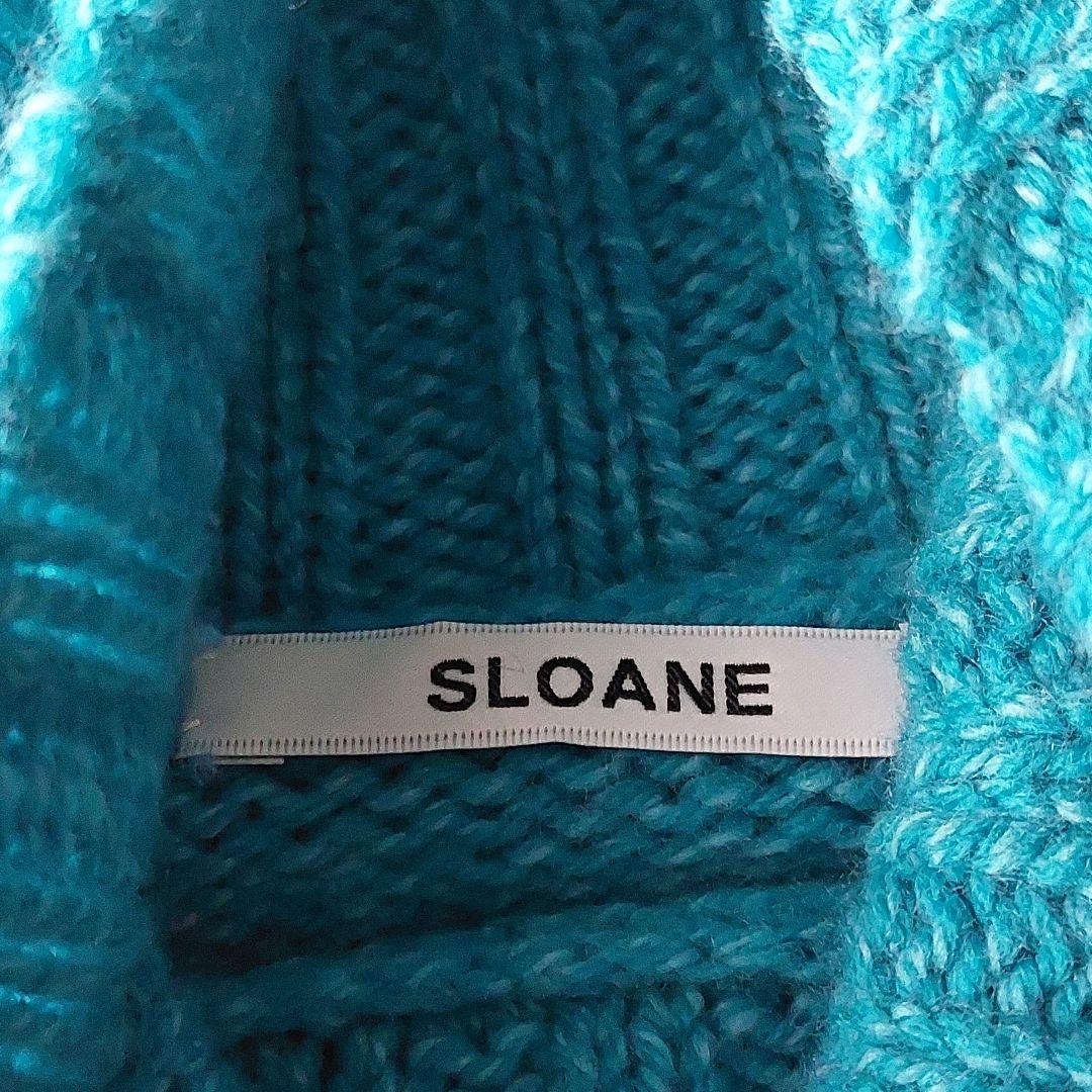 美品 SLOANE スローン 3G ジーロンラム×カシミヤ タートルニット 水色