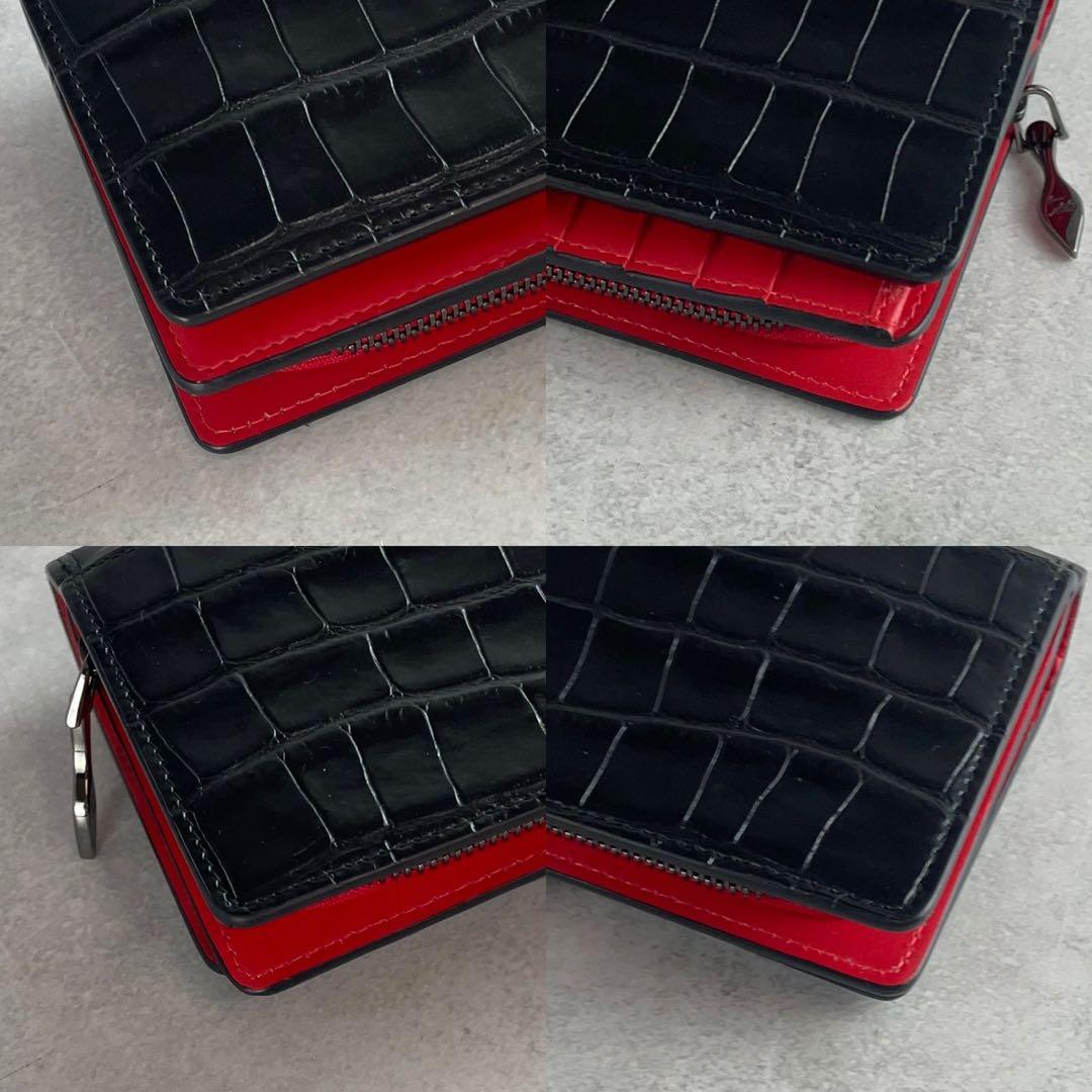 【ふじの様用傷スレ極小】 ルブタン 長財布 クロコ パネトーネ 黒 革