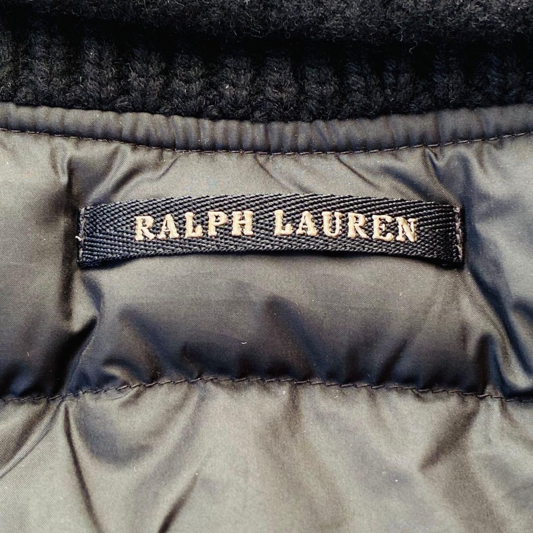 ラルフローレン　ダウンベスト　ショールカラー　リブニット切替　ドローコード