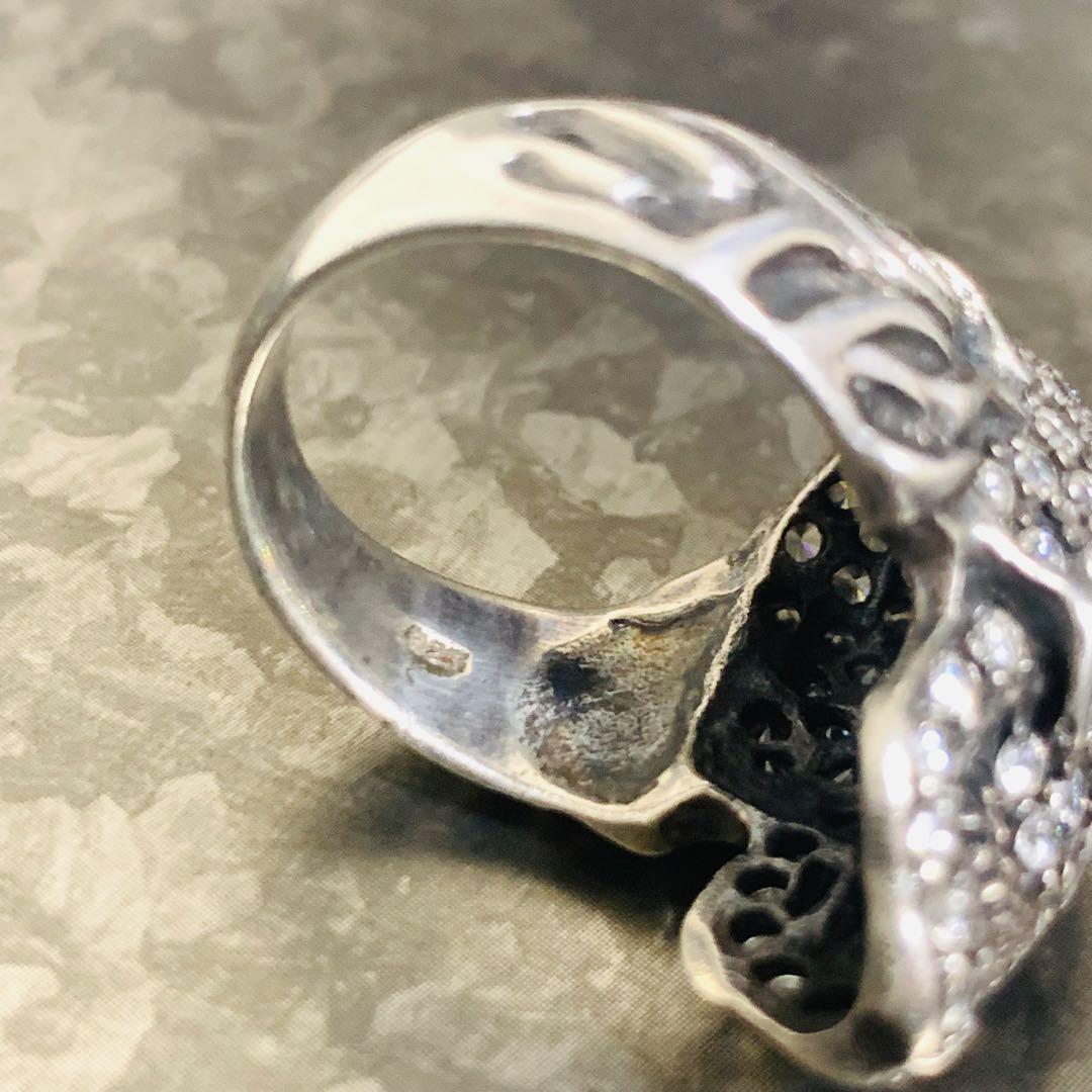 専用 vintage silver skull fullstone ring