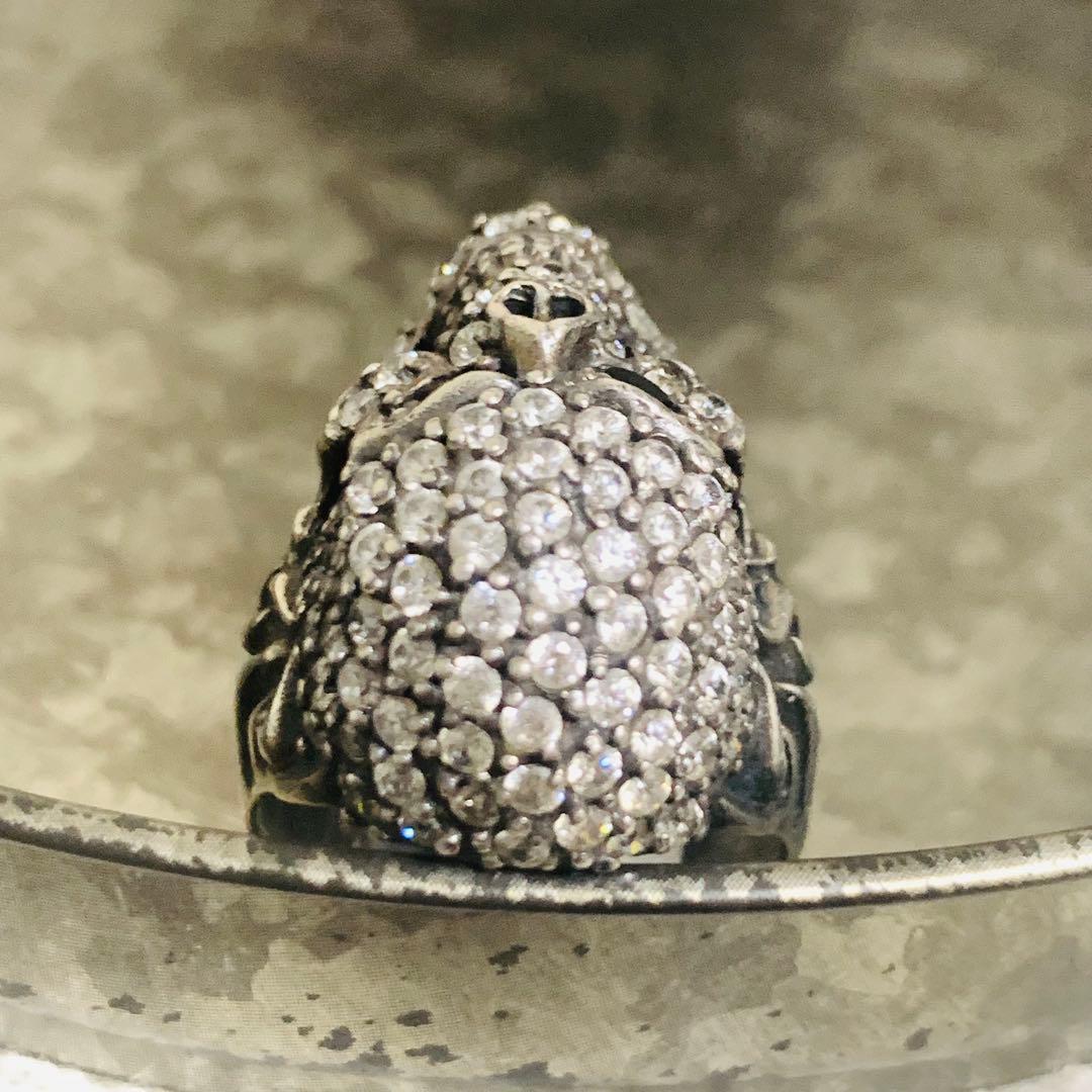 専用 vintage silver skull fullstone ring