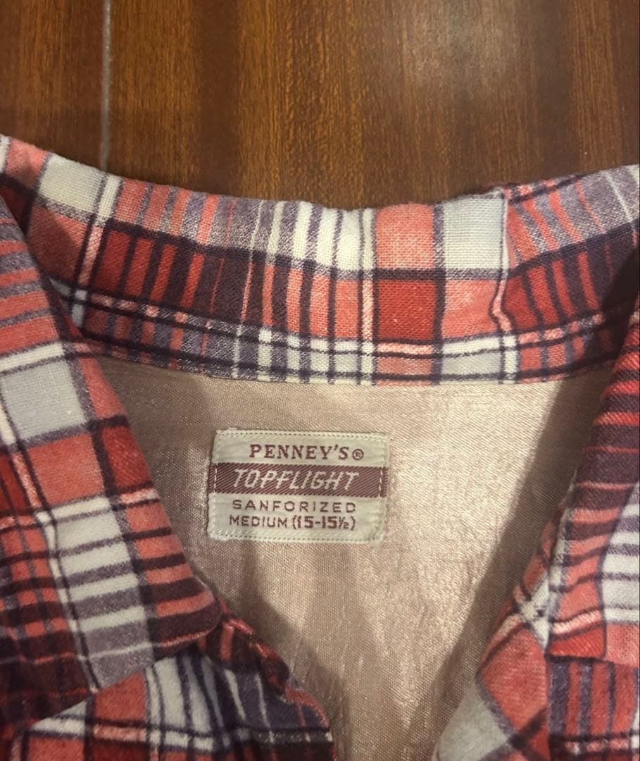 50s オンブレ プリントネルシャツ Penneys プリネル 60s