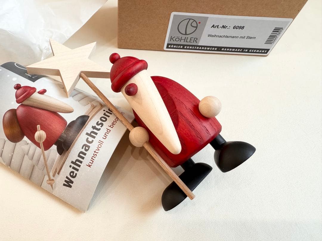 ケーラー　星をもつサンタ　木製クリスマス装飾品