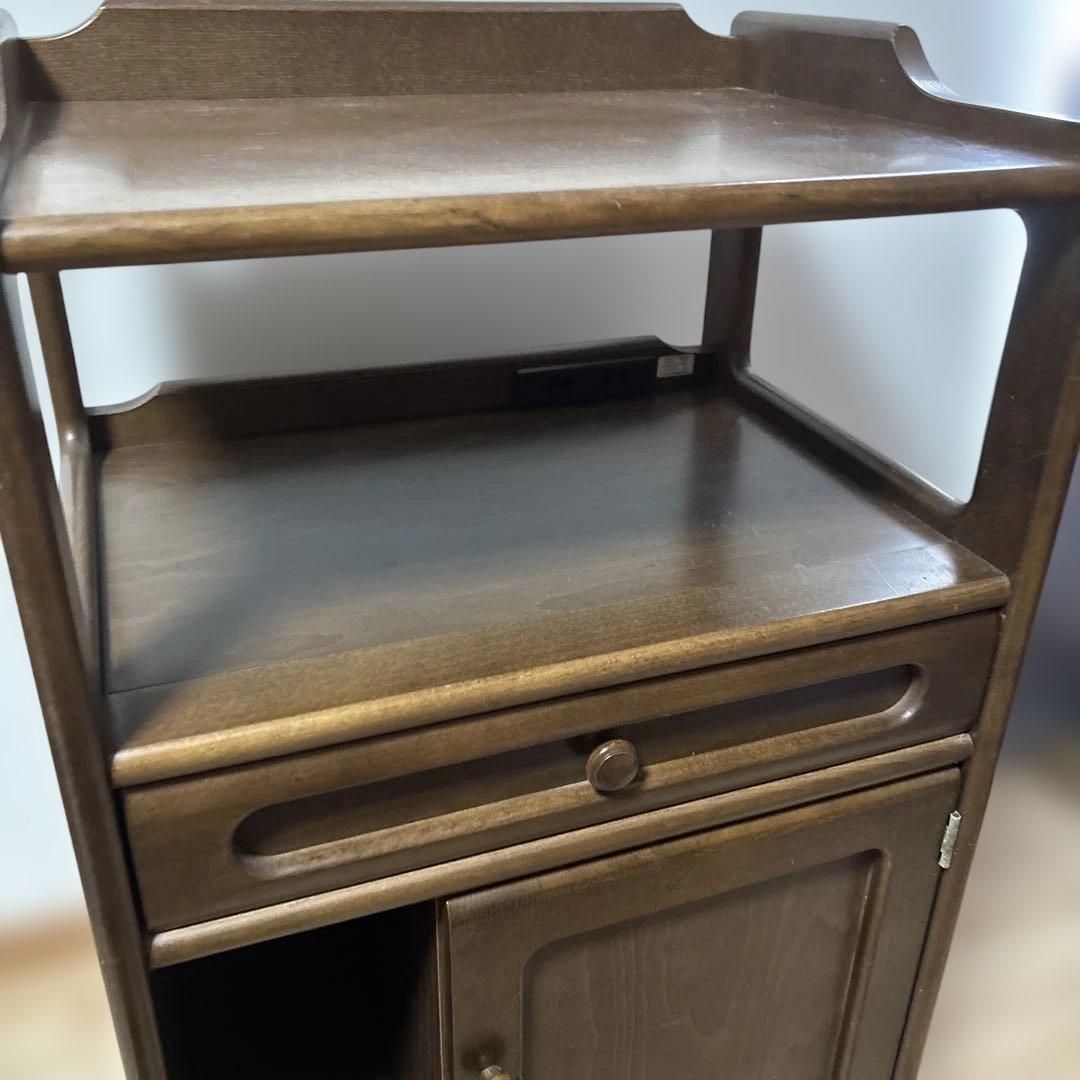 カリモク　電話台　木製　コンセント付き　収納　美品寄り　最安値