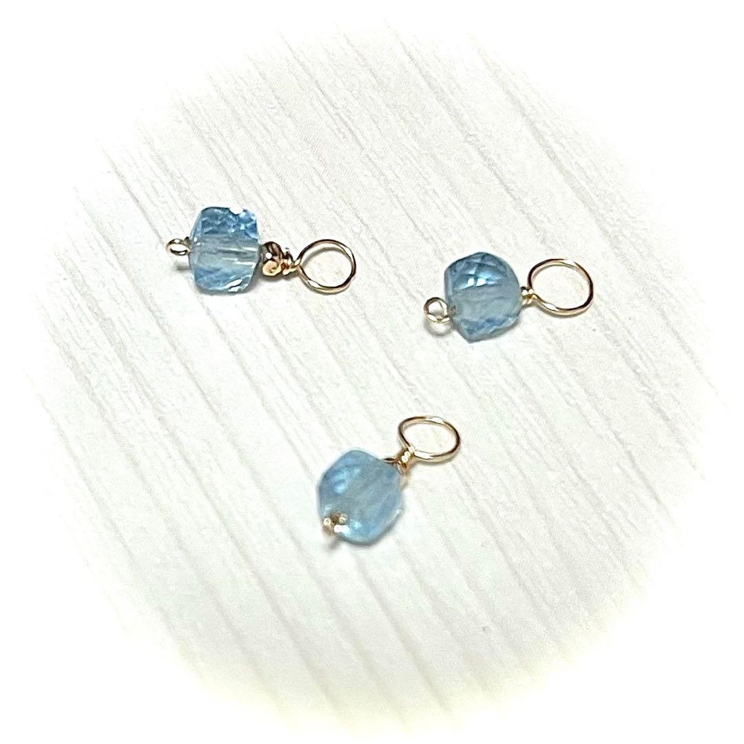 k10 アクアマリン✩1粒チャームセット◝✩濃♥